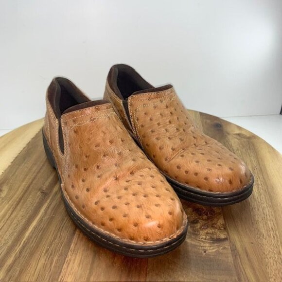 ARIAT Real Ostrich Performance Slip Ons Roper Shoes Cognac Womens US Size 9B - Picture 7 of 16